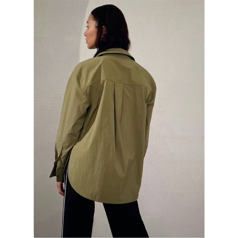 Athleta Olive Green Button-Down Shirt - Picture 3 of 8